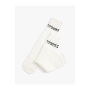 Koton Socket Socks Label Patterned Slogan