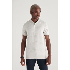 Avva Men's Stone Polo Collar Jacquard Slim Fit T-shirt