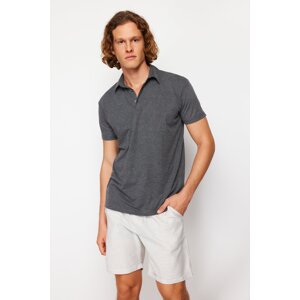 Trendyol Anthracite Regular/Normal Fit Textured Polo Neck T-shirt