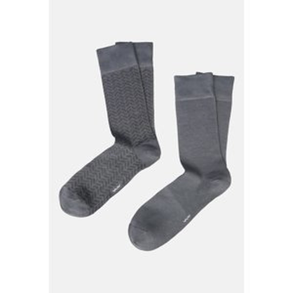 Avva Men's Gray Patterned 2-Pack Socks