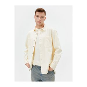 Koton Canvas Shirt Pocket Detailed Classic Collar Buttoned Long Sleeve