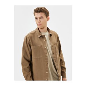 Koton Canvas Shirt Pocket Detailed Classic Collar Buttoned Long Sleeve
