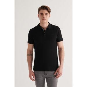 Avva Men's Black Polo Neck Plain T-shirt