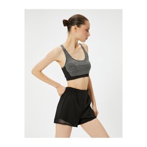 Koton Back Window Detailed Sports Bra Covered Slim Fit U Neck Pieced Color Block