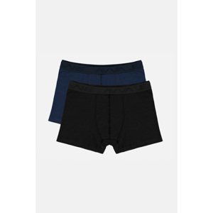 Avva Men's Navy Blue-Black 2-Pack Flat Flexible Cotton Boxer