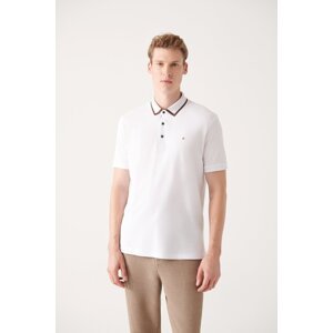 Avva Men's White 100% Cotton Regular Fit Polo Neck T-shirt