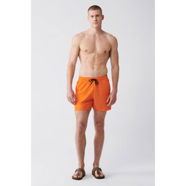 Avva Men's Orange Quick Dry Standard Size Flat Swimwear Marine Shorts