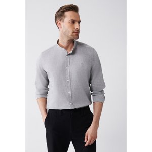 Avva Men's Anthracite Wide Collar Linen Blended Standard Fit Normal Cut Shirt