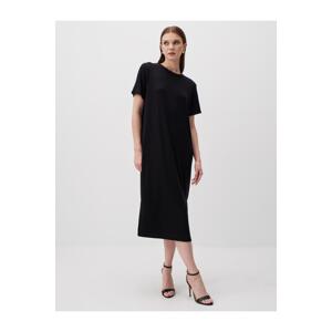 Jimmy Key Black Straight Cut Crew Neck Short Sleeve Knitted Dress