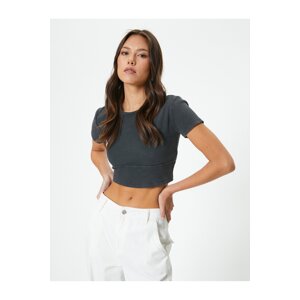 Koton Crop T-Shirt Short Sleeve Crew Neck Ribbed