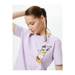 Koton Cat T-Shirt Short Sleeve Crew Neck Comfortable Fit