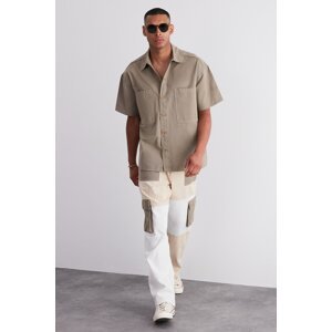 Trendyol Limited Edition Khaki Oversize Fit Collar Pocket Detailed Shirt