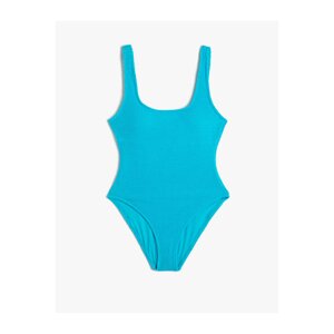 Koton Textured Swimsuit with U Collar Strap