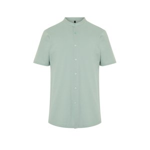 Trendyol Mint Slim Fit Classic Collar Short Sleeve Knitted Pique Summer Shirt