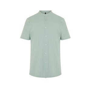Trendyol Mint Slim Fit Prevailing Collar Short Sleeve Knitted Pique Summer Shirt