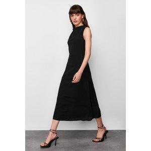 Trendyol Black Detachable Collar Cut Out Detailed Woven Midi Dress