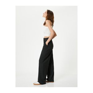 Koton Wide Leg Fabric Trousers High Waist Pocket Pleat Detailed