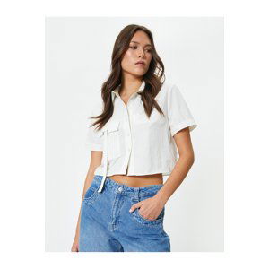 Koton Buttoned Short Sleeve Crop Shirt Cargo Pocket