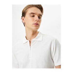 Koton Polo Neck T-Shirt Half Zipper Short Sleeve Cotton