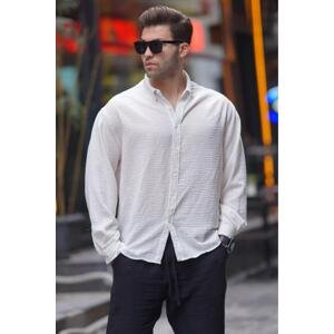 Madmext Men's Ecru Long Sleeve Oversize Shirt 6735