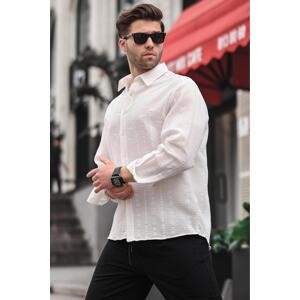 Madmext Ecru Patterned Long Sleeve Men's Shirt 6734