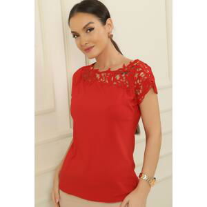 By Saygı Lace Boat Neck Blouse