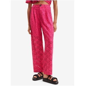Women's Desigual Dharma Dark Pink Lace Pants - Women's