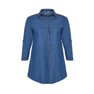 Trendyol Curve Blue Oversize Denim Shirt