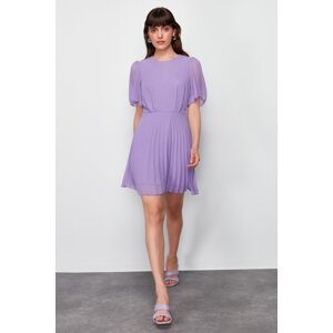 Trendyol Purple Skirt Pleated Lined Chiffon Woven Mini Dress
