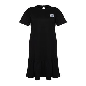 Trendyol Curve Black Gathered and Label Detailed Knitted T-shirt Dress