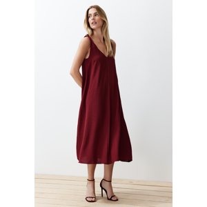 Trendyol Claret Red Comfortable Cut Midi Woven Dress