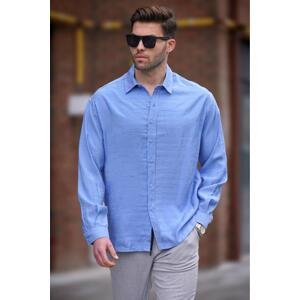 Madmext Men's Blue Long Sleeve Oversize Shirt 6733