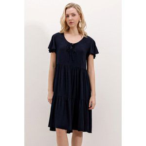 Bigdart 2352 Short V Neck Dress - E. Navy Blue