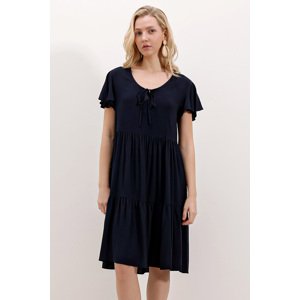 Bigdart 2352 Short V Neck Dress - E. Navy Blue