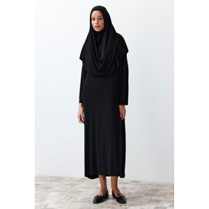 Trendyol Black Plain Scarf Detailed Knitted Prayer Dress