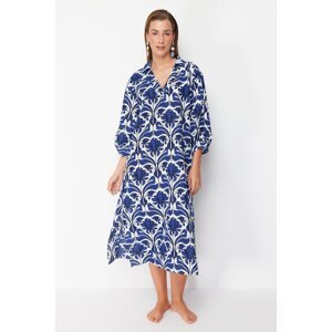 Trendyol Ethnic Patterned Wide Fit Midi Woven 100% Cotton Beach Dress
