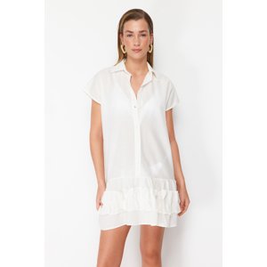 Trendyol White Mini Woven Ruffle 100% Cotton Beach Dress