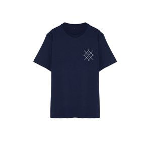 Trendyol Large Size Navy Blue Regular Cut Comfortable Printed 100% Cotton T-Shirt