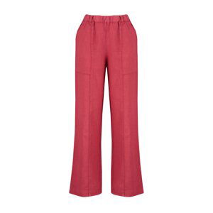 Trendyol Red 100% Linen Pocket Detailed High Waist Wide Leg Trousers