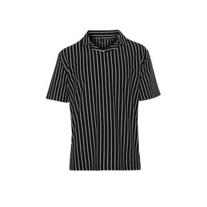 Trendyol Black Regular/Regular Fit Striped Textured Polo Neck T-shirt