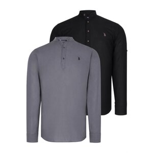 DOUBLE SET G783 DEWBERRY JUDGE COLLAR SHIRT-BLACK-ANTHRACITE