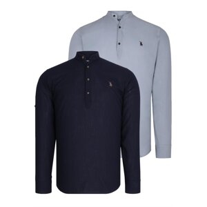 DOUBLE SET G783 DEWBERRY JUDGE COLLAR SHIRT-NAVY BLUE - GREY