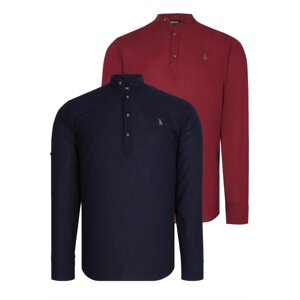 DOUBLE SET G783 DEWBERRY JUDGE COLLAR SHIRT-BURGUNDY-NAVY BLUE