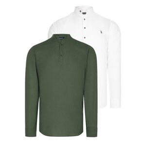 DOUBLE SET G783 DEWBERRY JUDGE COLLAR SHIRT-WHITE-KHAKI