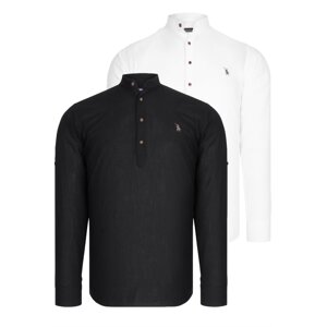 DOUBLE SET G783 DEWBERRY JUDGE COLLAR SHIRT-WHITE-BLACK