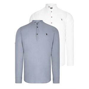 DOUBLE SET G783 DEWBERRY JUDGE COLLAR SHIRT-WHITE-GREY