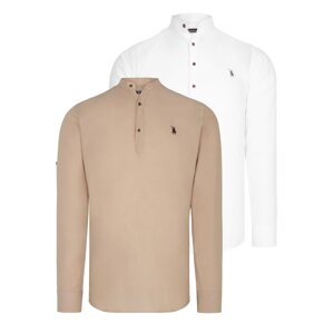 DOUBLE SET G783 DEWBERRY JUDGE COLLAR SHIRT-WHITE-BEIGE