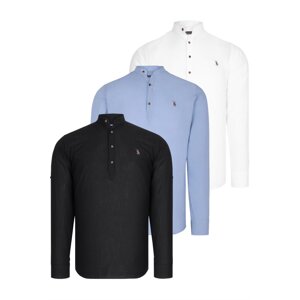 SET OF THREE G783 DEWBERRY JUDGE COLLAR SHIRT-BLACK-WHITE-BLUE