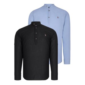 DOUBLE SET G783 DEWBERRY JUDGE COLLAR SHIRT-BLACK-BLUE