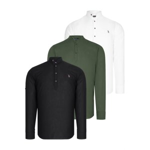 SET OF THREE G783 DEWBERRY JUDGE COLLAR SHIRT-BLACK-WHITE-KHAKI